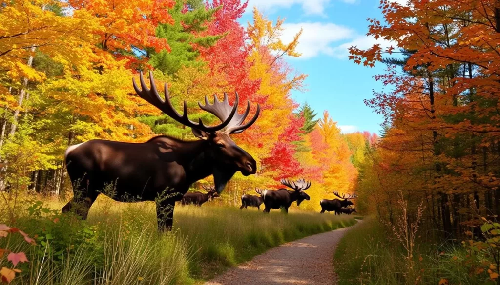 Image of a moose tour in the woods of New Hampshire