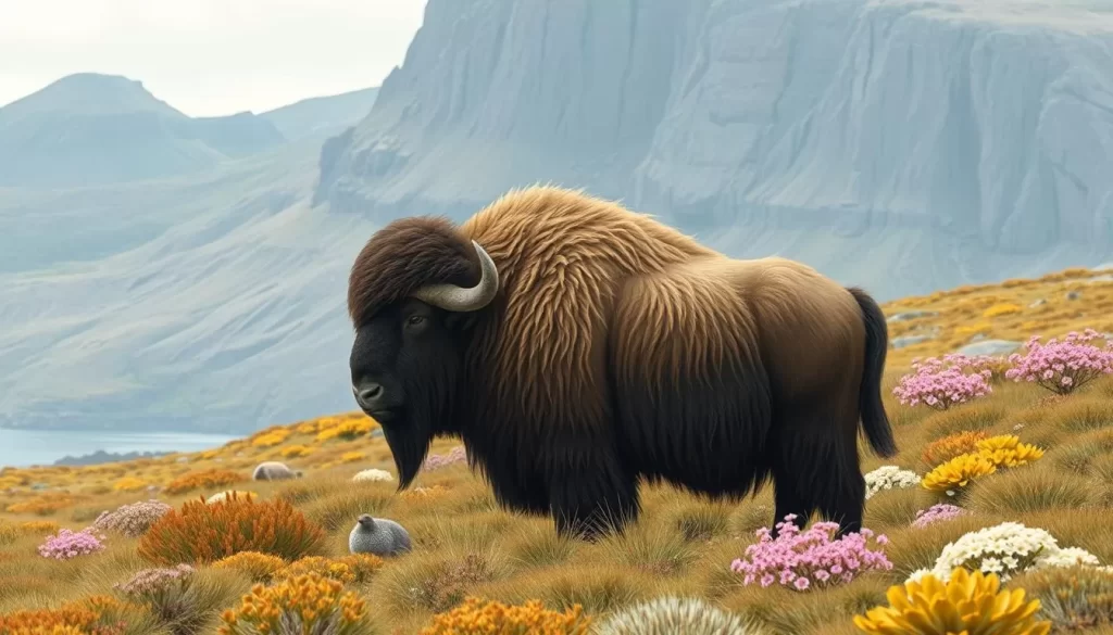 Image of a muskoxen in its natural habitat on Banks Island
