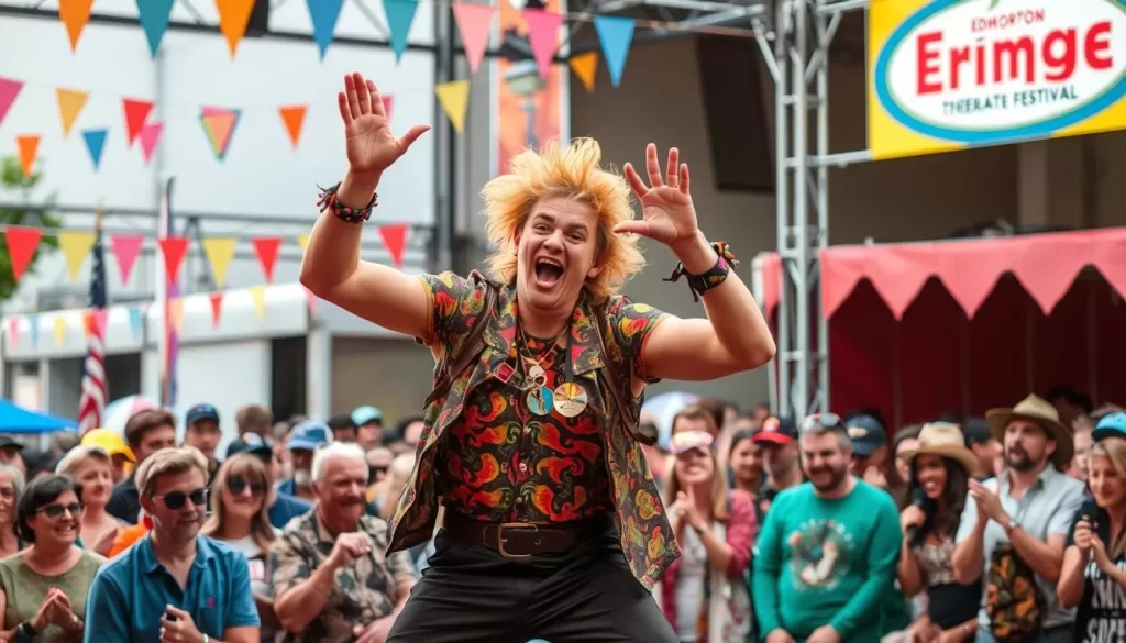 Image of a performer at the Edmonton International Fringe Theatre Festival