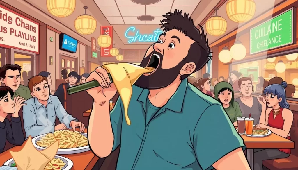 Image of a person attempting a massive food challenge at a Chicago restaurant
