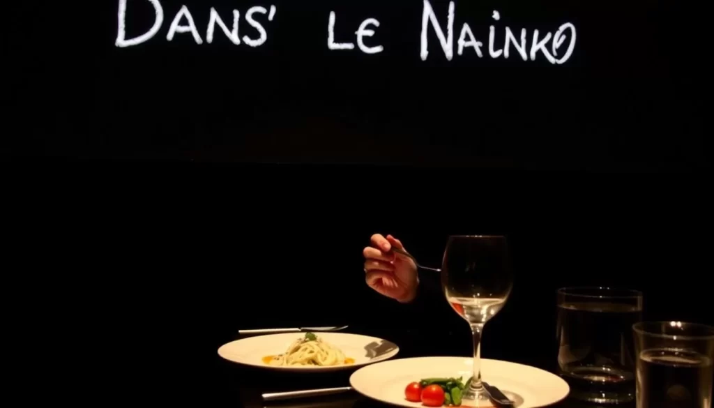 Image of a person dining in complete darkness at Dans Le Noir