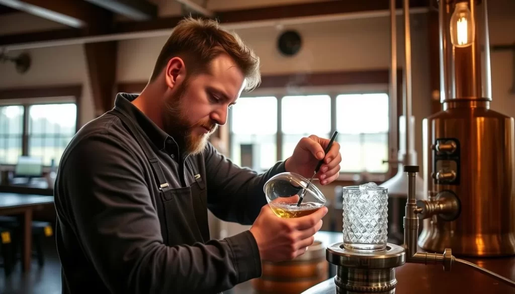 Image of a person distilling gin at Deep Roots Distillery on Prince Edward Island