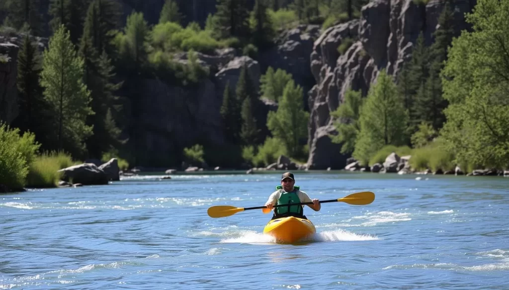 Image of a person kayaking on the North Fork of the Payette River