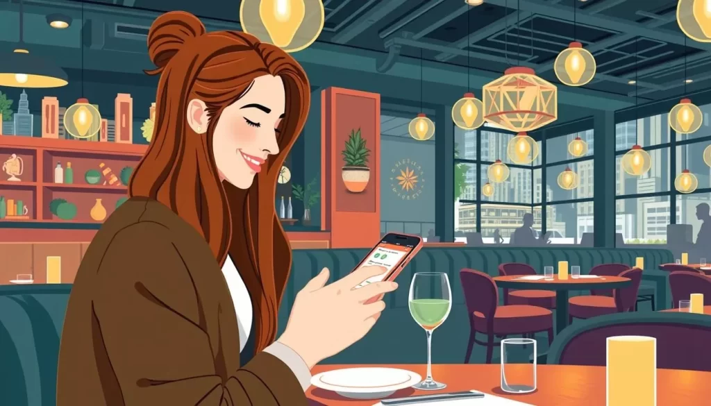Image of a person making a reservation on their phone at a trendy Chicago restaurant