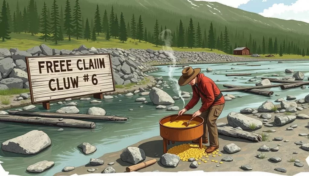 Image of a person panning for gold at Free Claim #6 in Dawson City, Yukon.