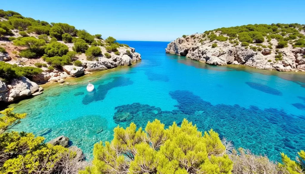Image of a picturesque cove in the Balearic Islands