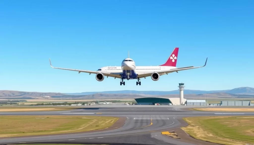 Image of a plane landing at Yellowknife Airport