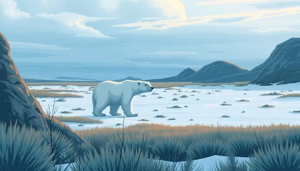 Image of a polar bear in its natural habitat near Churchill, Manitoba