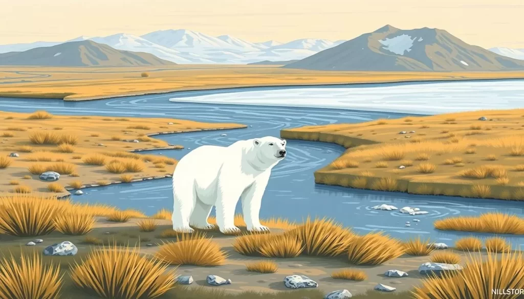 Image of a polar bear in its natural habitat near Clyde River, Nunavut