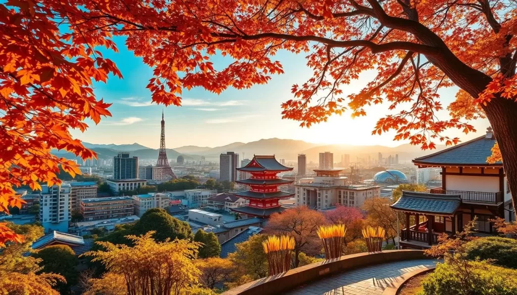 Image of a scenic day trip from Osaka, showcasing a popular destination during a specific season.