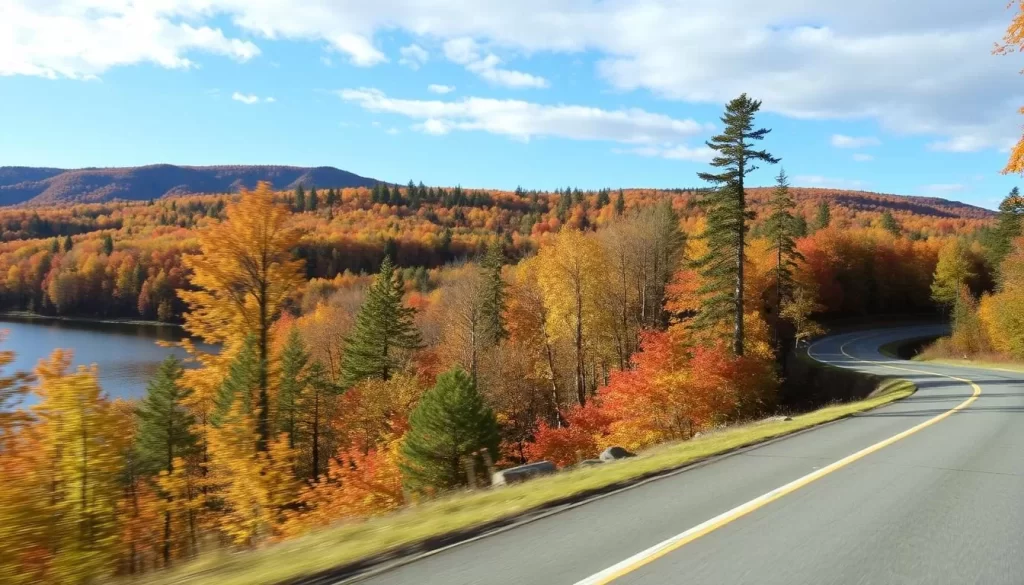 Image of a scenic drive on the Northern Scenic Woods and Water Route