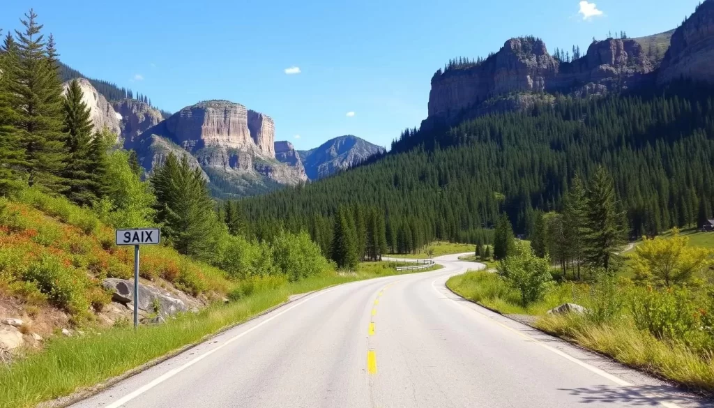 Image of a scenic route to Pisew Falls Provincial Park
