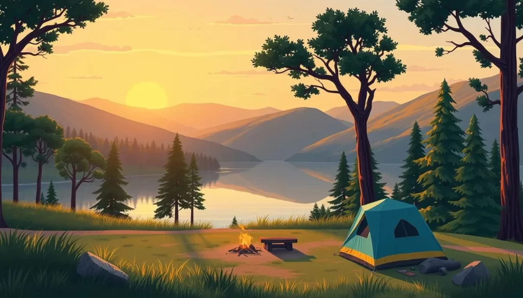 Image of a serene campsite at Brereton Lake