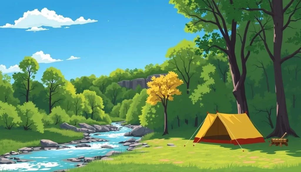 Image of a serene campsite at Maquoketa Caves State Park