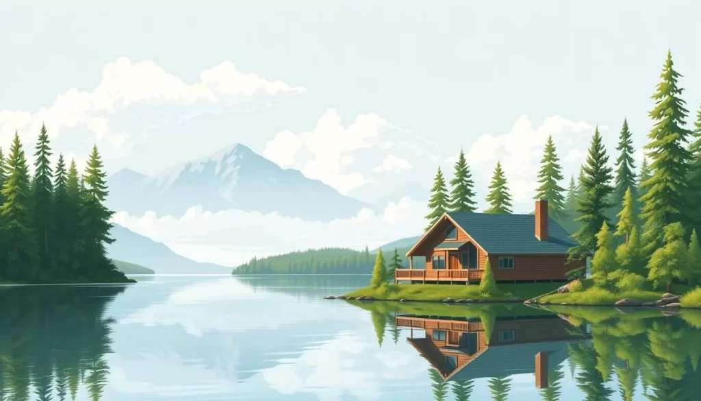 Image of a serene fishing lodge on the shores of Great Slave Lake