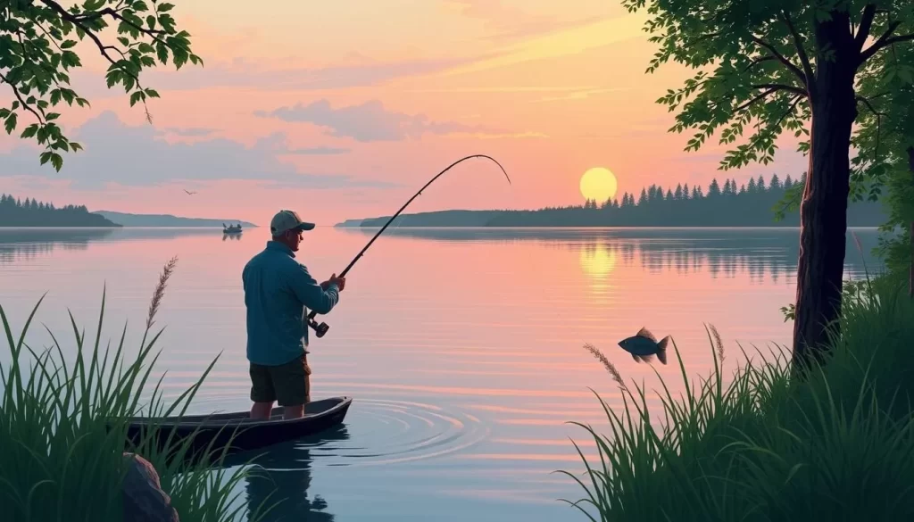 Image of a serene fishing spot at Brereton Lake with a fisherman in action