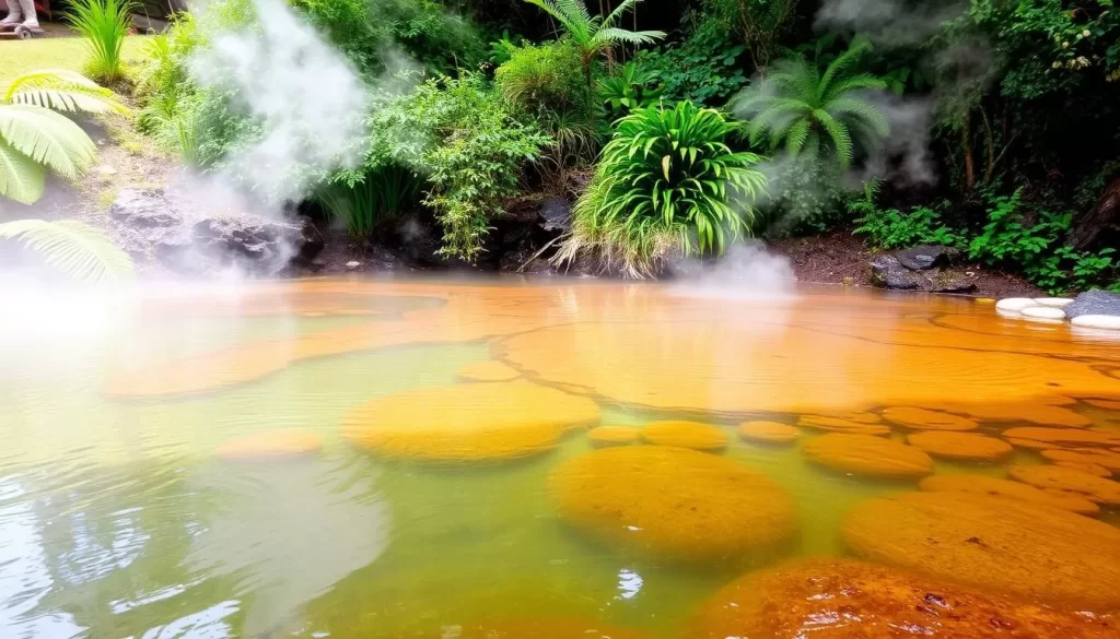 Image of a serene hot spring surrounded by nature