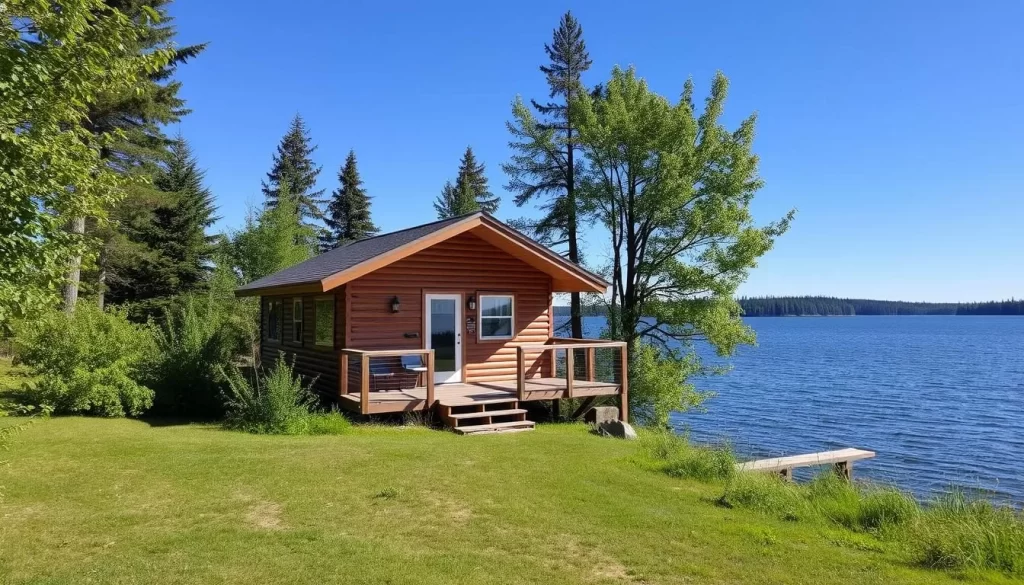 Image of a serene lakeside cabin in Cross Lake, Manitoba