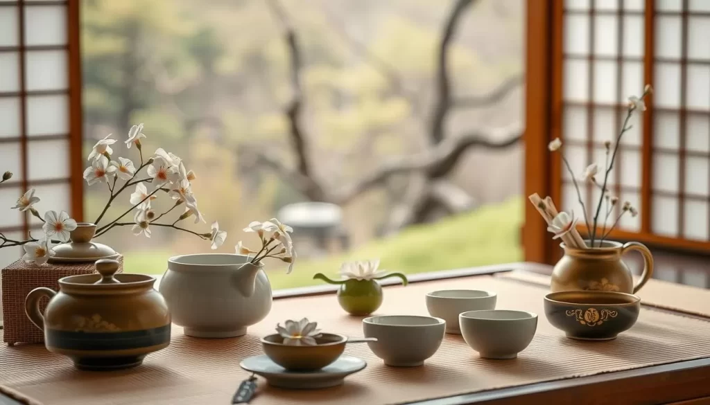 Image of a serene traditional Japanese tea ceremony setting