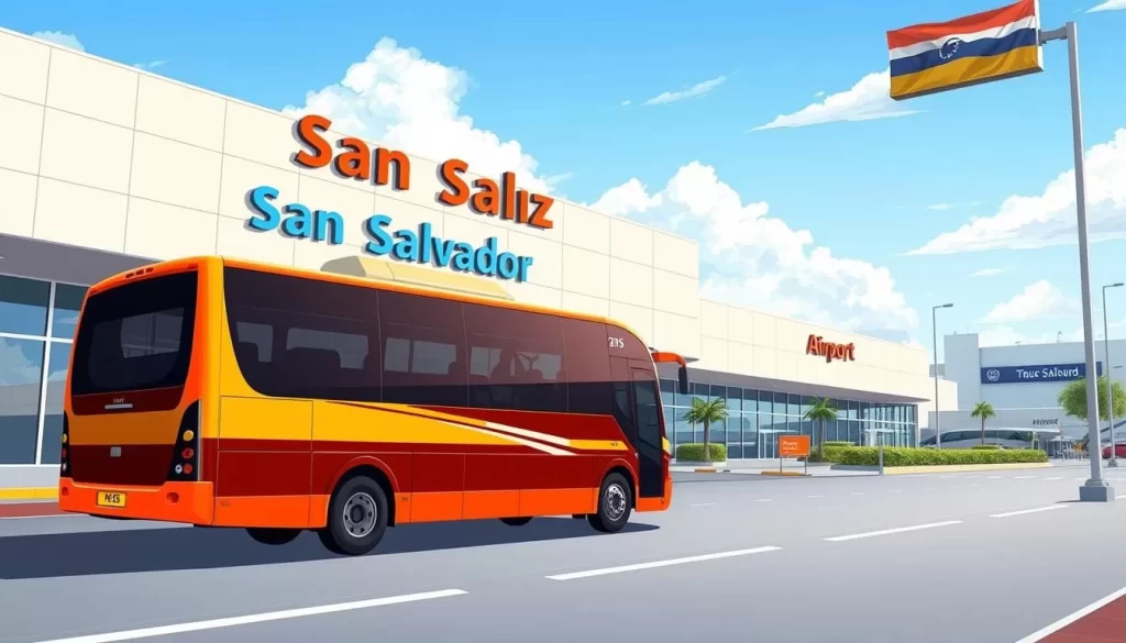 Image of a shuttle bus or taxi at San Salvador Airport