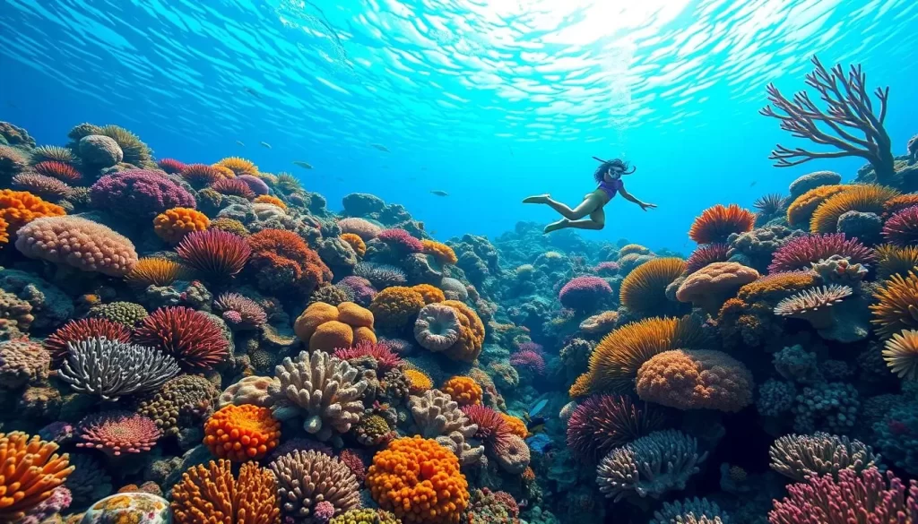 Image of a snorkeler exploring the vibrant coral reefs in Anijima Island Marine Park