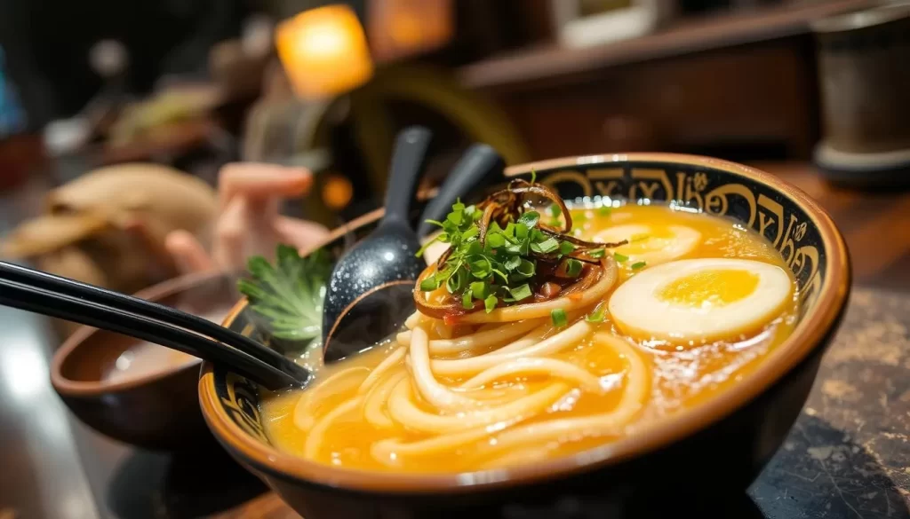 Image of a steaming bowl of Miyako soba at Koja Sobaya