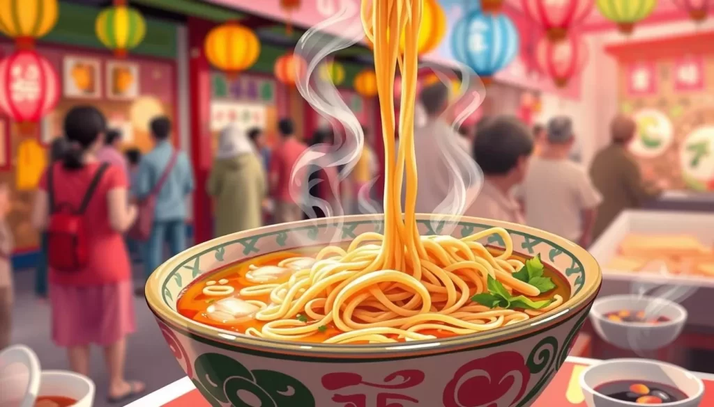 Image of a steaming bowl of hoto noodles at the Hoto Noodle Festival