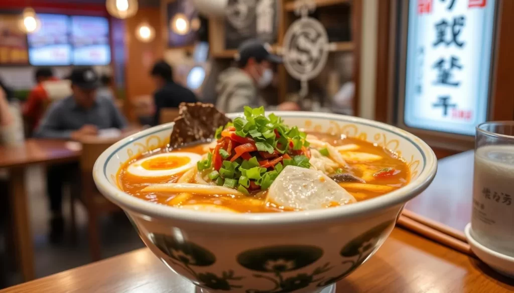 Image of a steaming bowl of ramyun at Jeju Noodle Bar