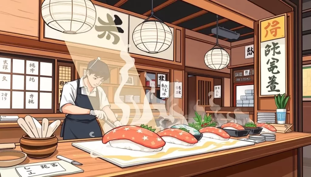 Image of a sushi restaurant in Toyama City serving masu zushi