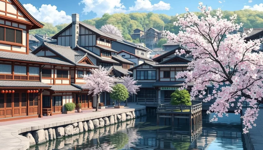 Image of a traditional Japanese town with historic buildings and canals