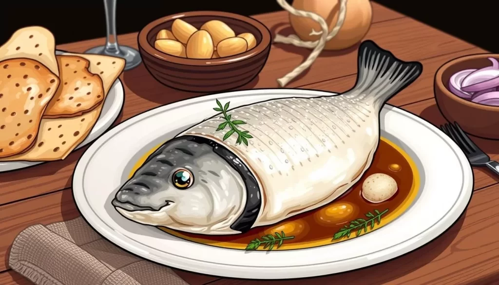 Image of a traditional Norwegian dish, Rakfisk, being served