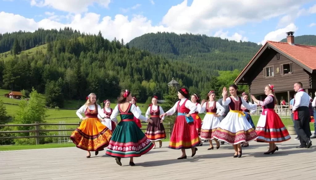 Image of a traditional Serbian folk dance performance in Zlatibor