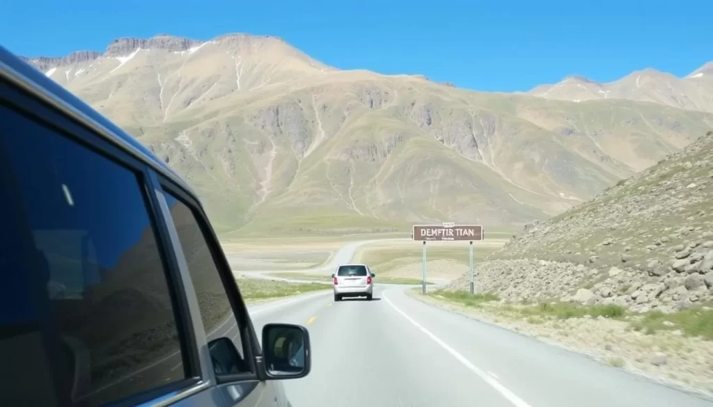 Image of a vehicle driving on the Dempster Highway