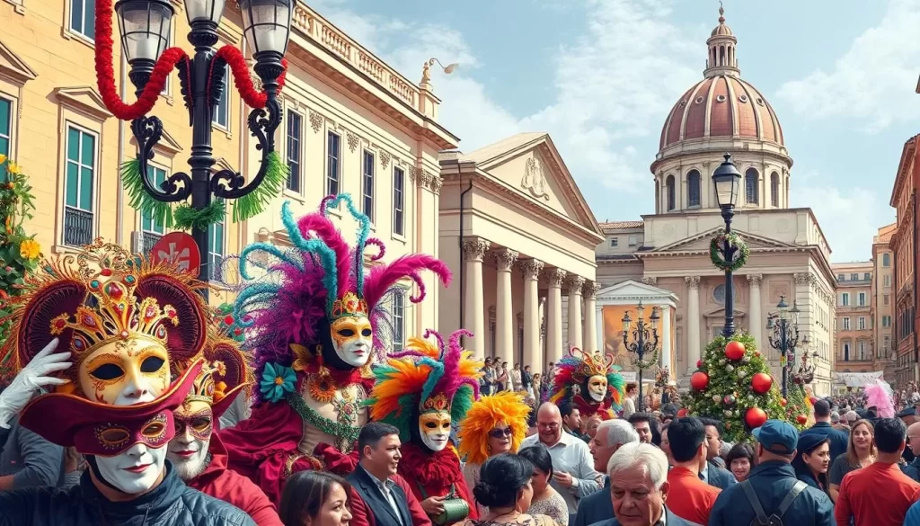 Image of a vibrant Carnevale celebration in Rome