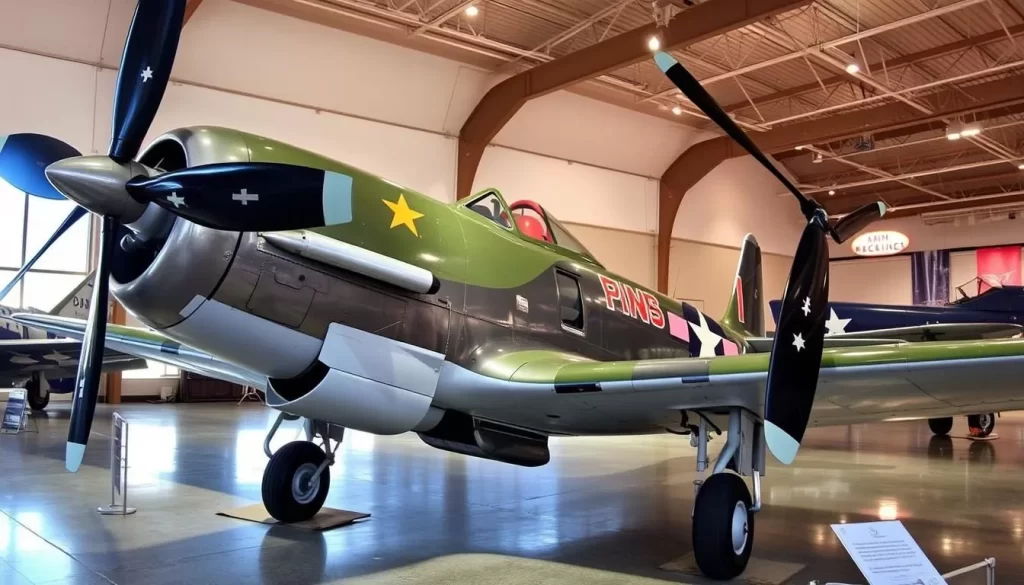 Image of a vintage aircraft on display at the Lyon Air Museum in Santa Ana.