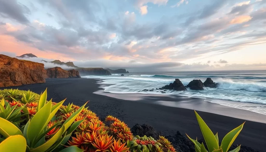 Image of a volcanic beach in the Canary Islands