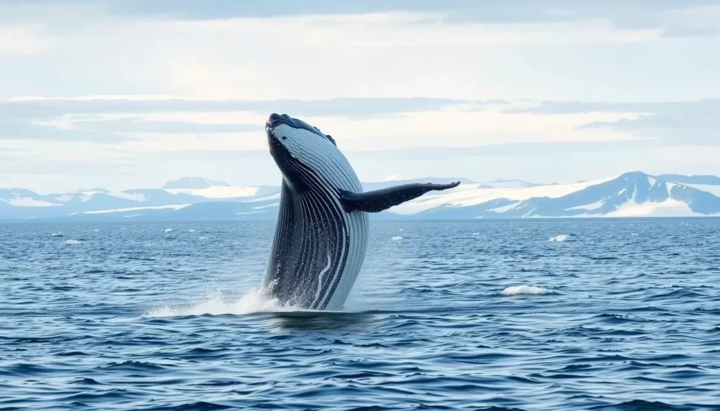Image of a whale breaching in Baffin Bay near Clyde River