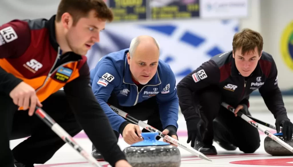 Image of curlers competing at the Men's Curling Territorials