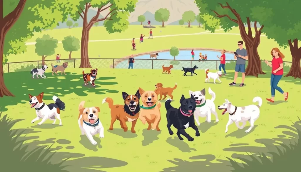 Image of dogs playing at Sepulveda Basin Off-Leash Dog Park