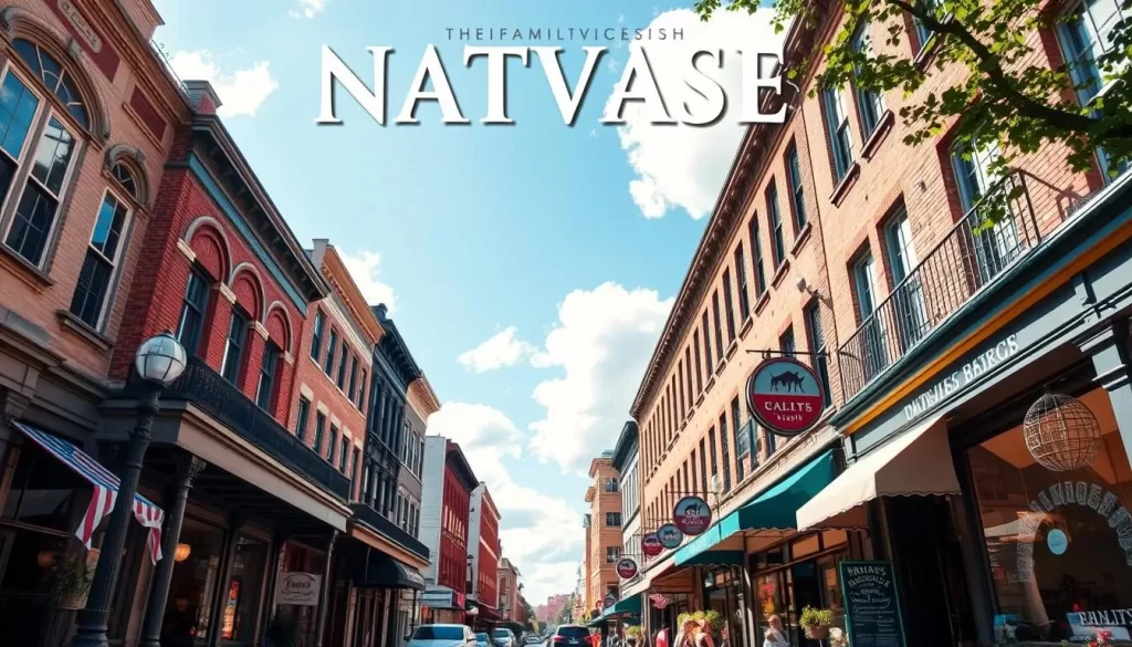 Image of downtown Natchez with historic buildings and shops