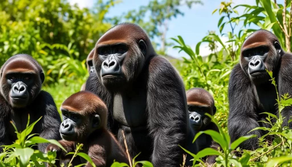 Image of gorillas in their natural habitat in Rwanda