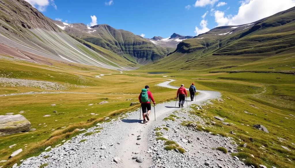 Image of hikers on a trail in Svalbard