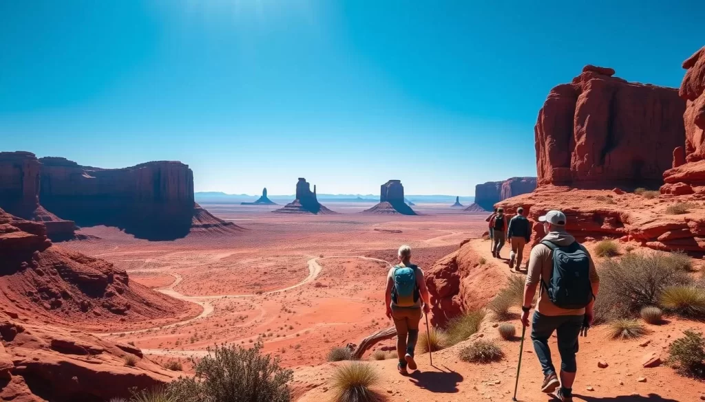 Image of hikers on the Wildcat Trail in Monument Valley