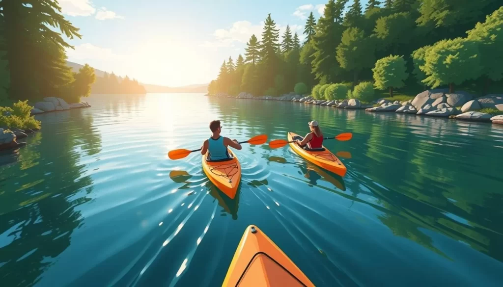 Image of kayakers paddling in the calm waters of Victoria-by-the-Sea