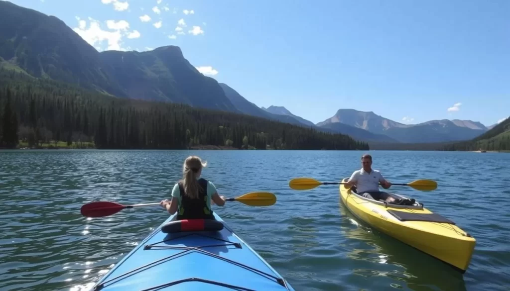 Image of kayakers paddling on Dogtooth Lake