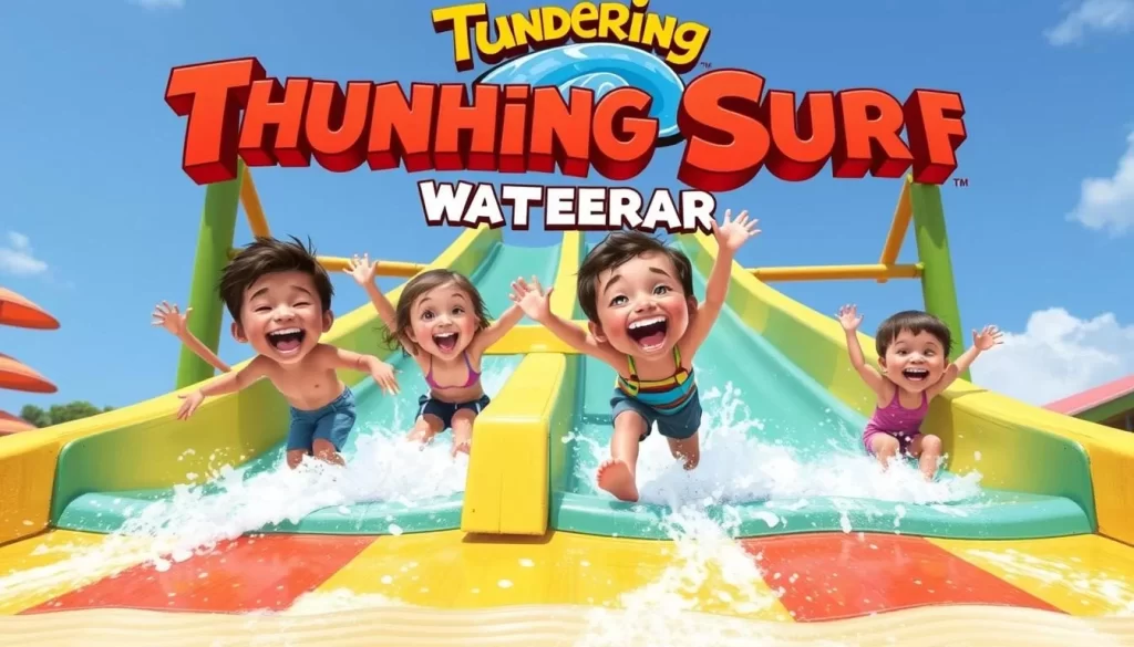 Image of kids enjoying the water slides at Thundering Surf Water Park