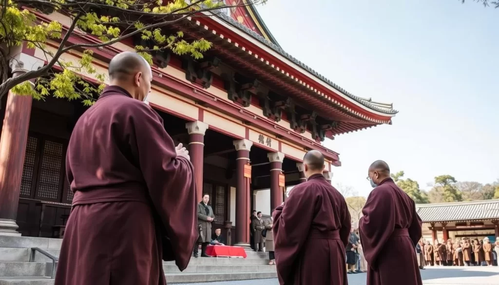 Image of monks performing the Shuni-e ceremony at Tōdai-ji Temple