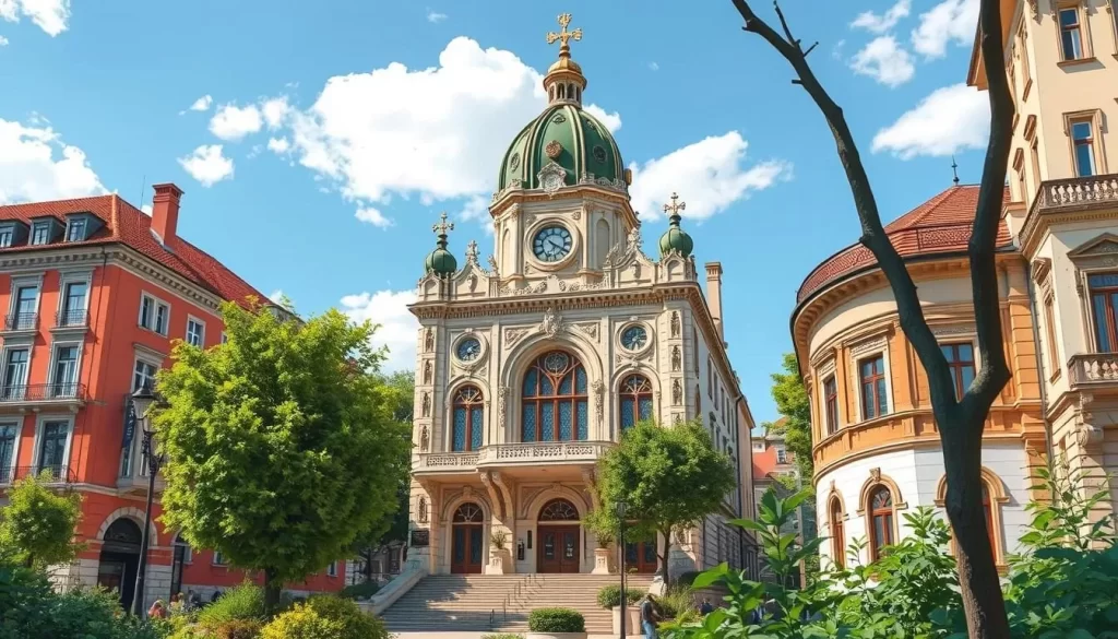 Image of one of the hidden art nouveau gems, such as the City Library or Dušan Stojković Palace
