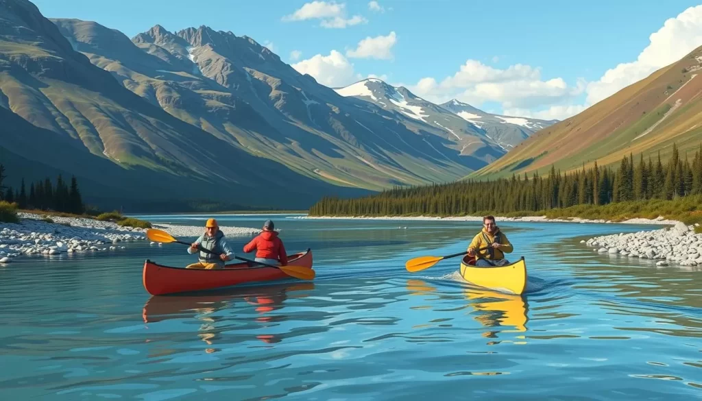 Image of paddlers navigating the Thomsen River in Aulavik National Park