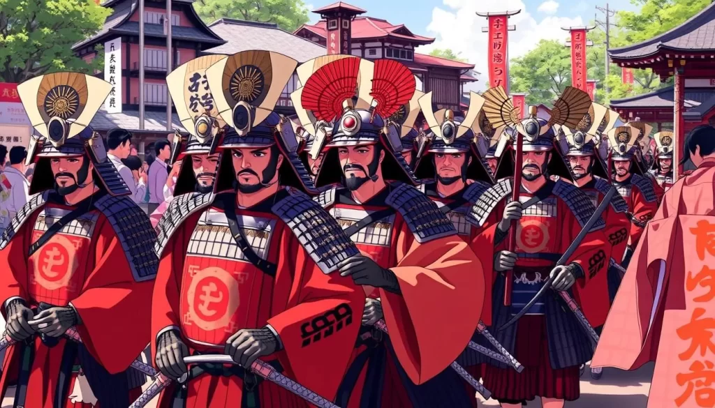 Image of participants in samurai armor during the Kofu Takeda Shingen Festival parade